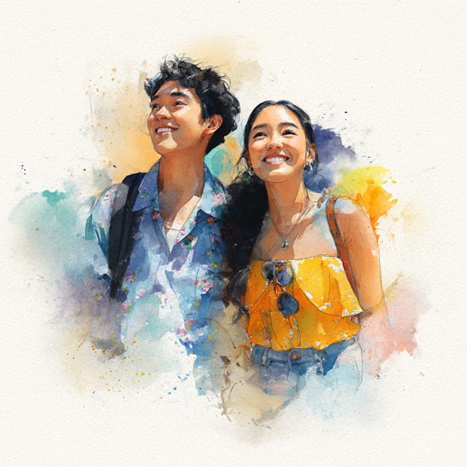 create a stunning watercolor friendship portrait