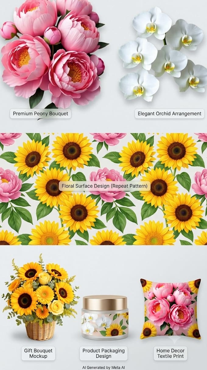 create realistic floral designs and pattern art using ai
