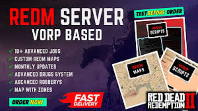 create redm server,fivem server,fivem mlo,fivem script or esx qbcore,clothes,gun