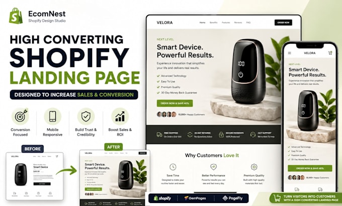 create a shopify landing page using pagefly or gempages