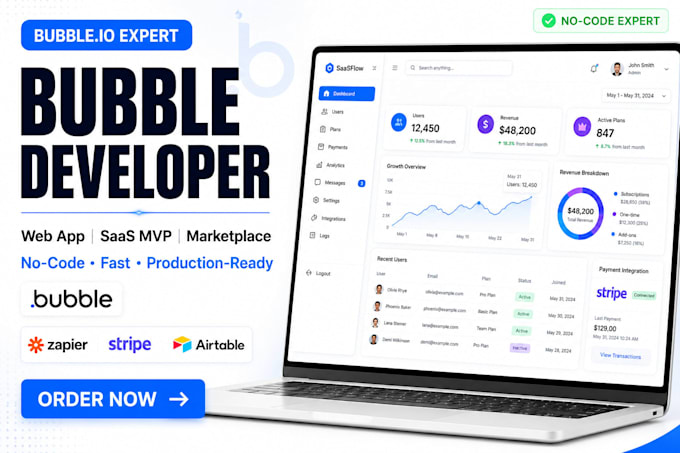 be your bubble developer no code bubble io saas mvp app api integration supabase
