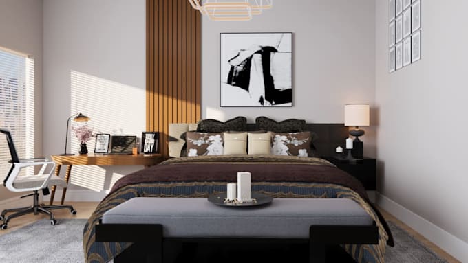 design and render living rooms and bedrooms