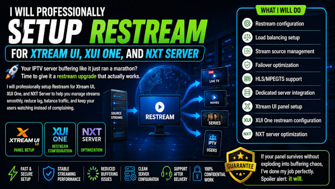 setup restream for xtream ui, xui one nxt server