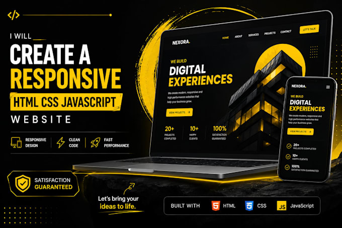 create a responsive website using HTML CSS and javascript