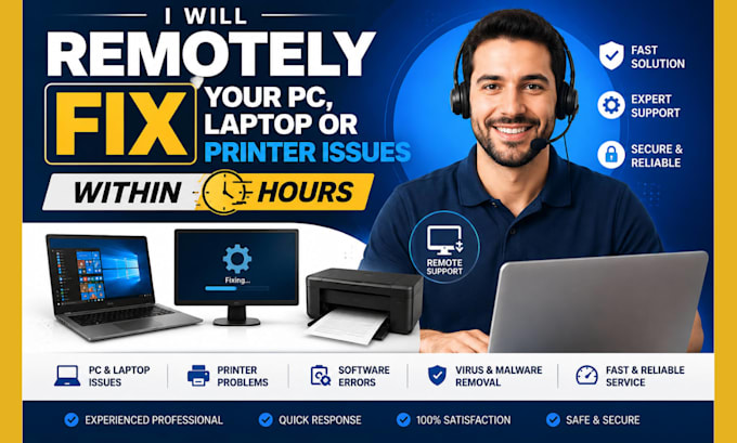 remotely fix your PC, laptop or printer issues within hours
