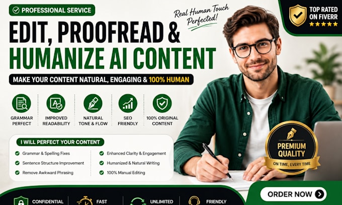 edit, proofread and humanize ai content professionally