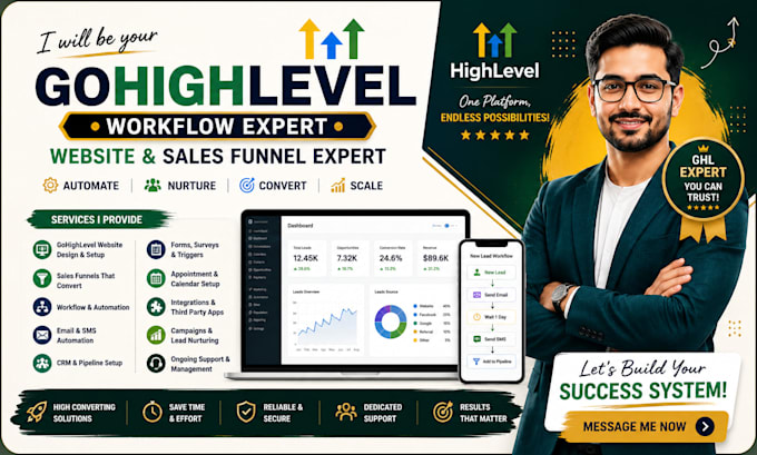 your go high level workflow expert gohighlevel website and sales funnel expert