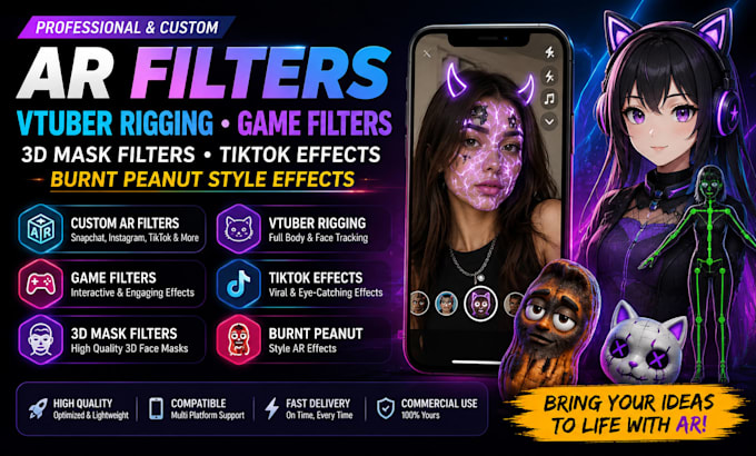 ar filter vtuber rigging game filter 3d mask filter burnt peanut tiktok effect