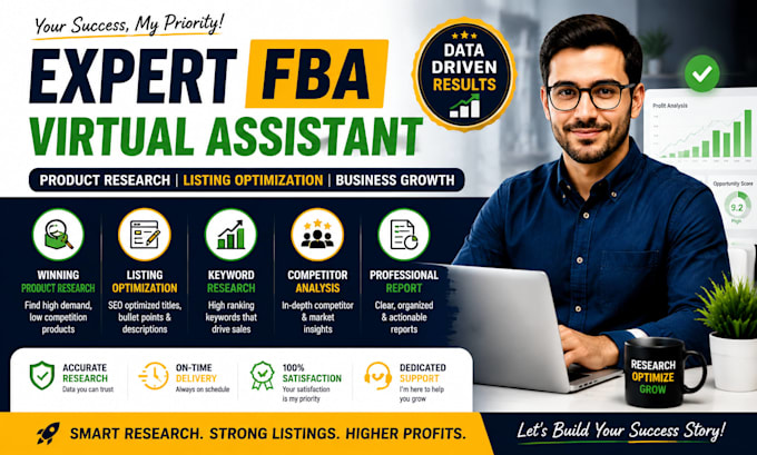 be your expert amazon fba virtual assistant for product research and listing