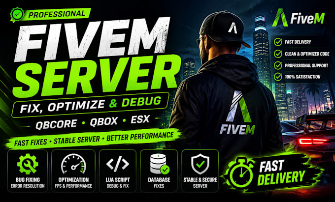 fix, optimize, debug your fivem qbcore qbox or esx server