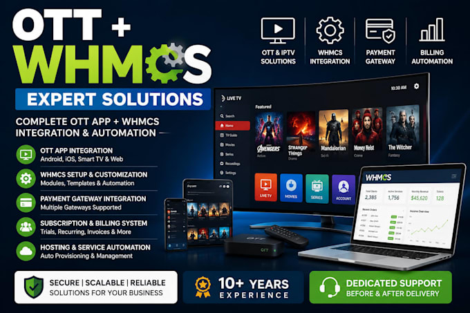 setup ott apps with whmcs integration and billing automation