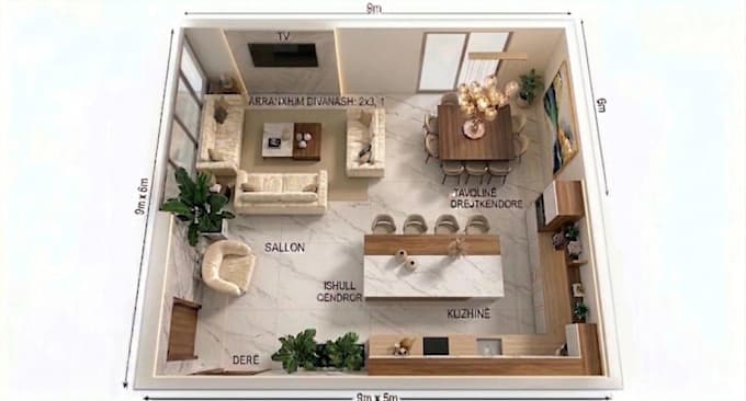 desing modern interior spaces in 2d and 3d