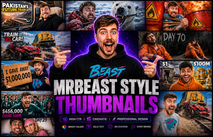 design cinematic mrbeast youtube thumbnails