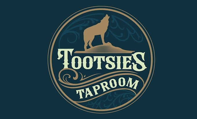 make craft beverage taproom bar logo with a singing coyote