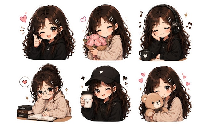 draw cute custom chibi girl stickers