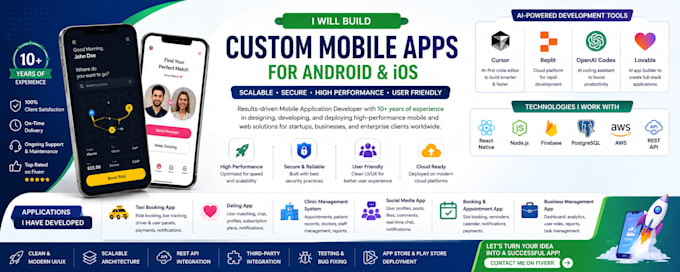 custom mobile app in IOS and android
