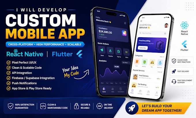 custom mobile app in IOS and android