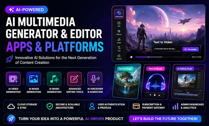 develop ai video generator app, video editing, ai image generator, grok clone