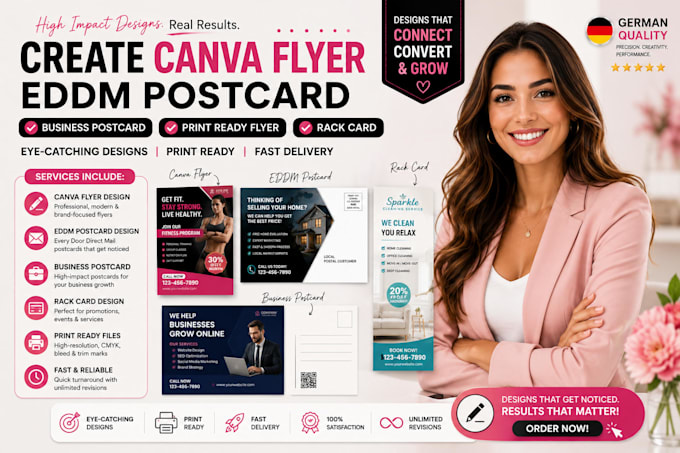 design canva flyer eddm postcard business postcard print ready flyerr rack card