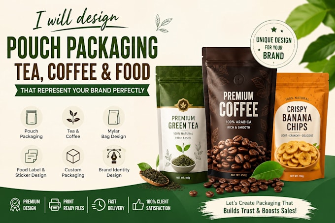 design tea, coffee pouch packaging
