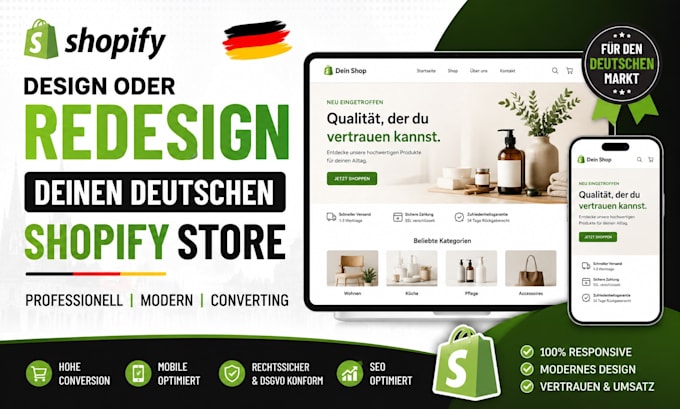 do german shopify store design or redesign, german shopify store, shopify store