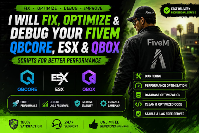 fix, optimize and debug your fivem qbcore esx qbox scripts