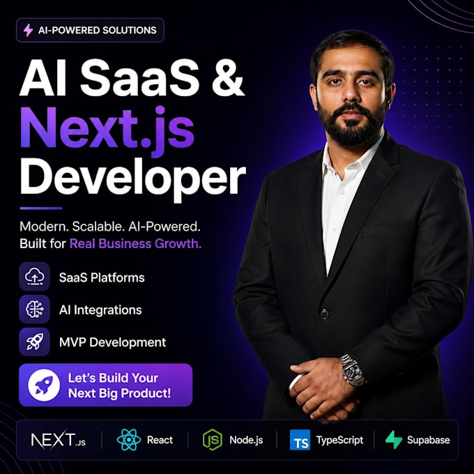 develop a custom ai saas web app using react js, next js and node js
