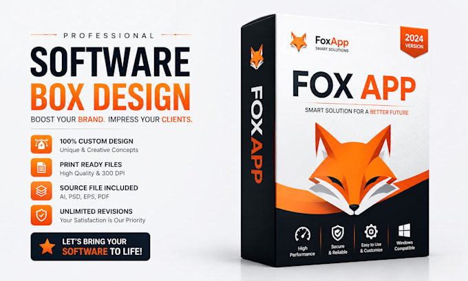 design professional software box mockup and box packaging