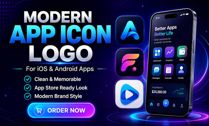 design modern app icon logo for ios and android app