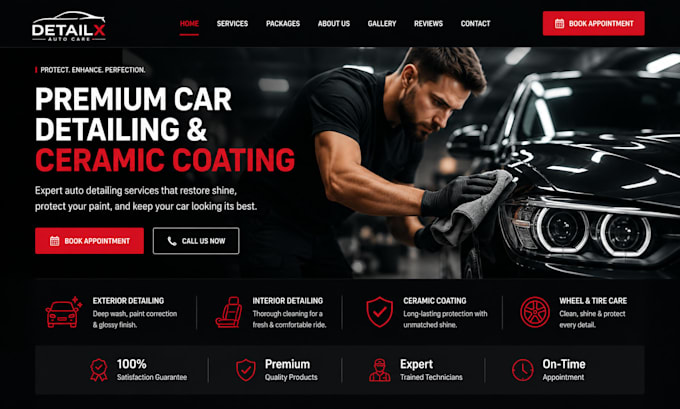 design car detailing website in wordpress elementor for auto detailing ceramic