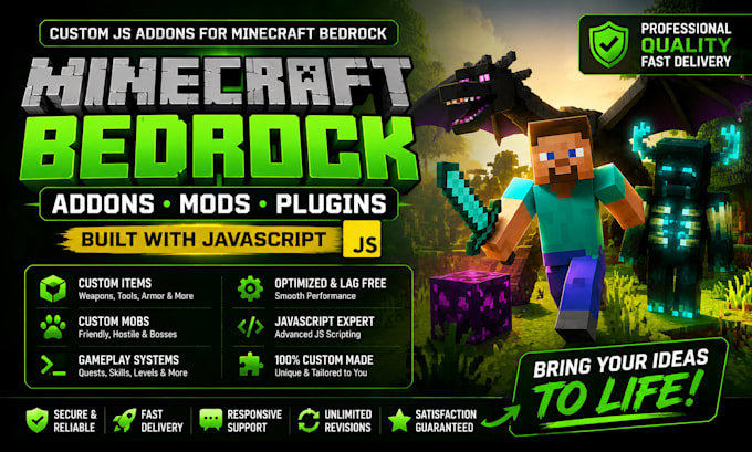 create custom minecraft bedrock javascript addons mods plugins game development