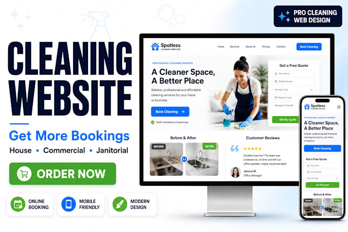 design cleaning website for cleaning company and services
