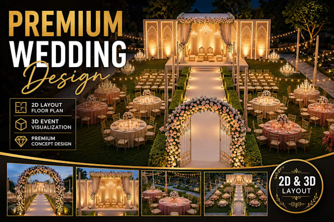 design wedding event 2d and 3d layout