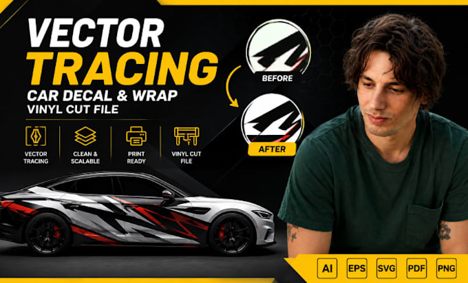 vector tracing for vehicle wrap, car decal vector, vinyl cut file