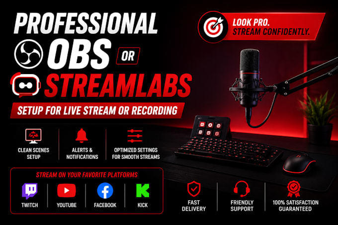 professional obs setup with overlays, alert, configuration