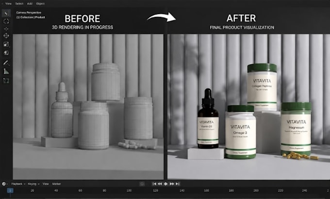 supplement bottle 3d render, amazon product packaging visualization realistic