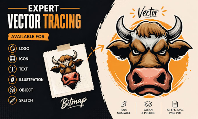 manually tracing bitmap or raster image to vector file