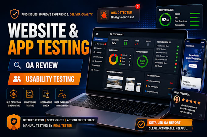 do website testing app usability testing QA review and user feedback reports