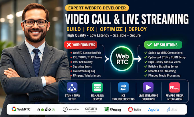 setup webrtc stun turn signaling ice connection video call issues ffmpeg media