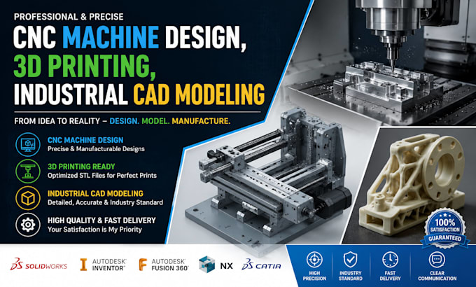 do cnc machine design, 3d printing, industrial cad modeling