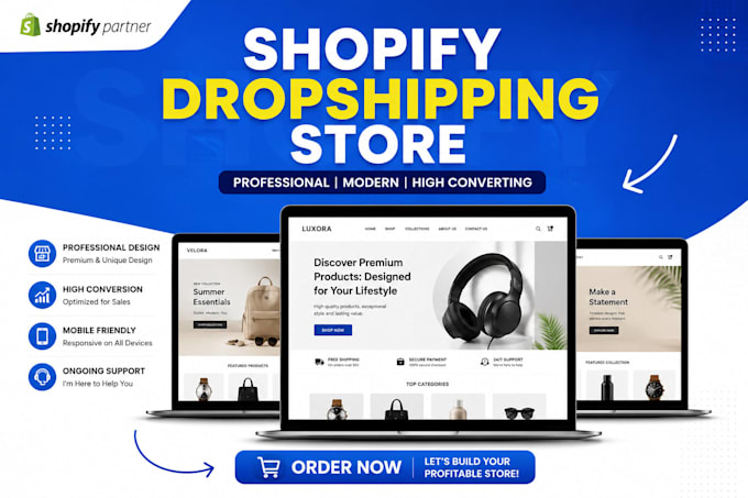 build a profitable shopify dropshipping store or design shopify website
