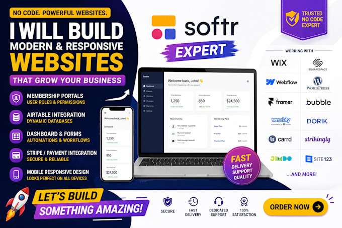 softr website airtable membership portal client portal no code saas builder