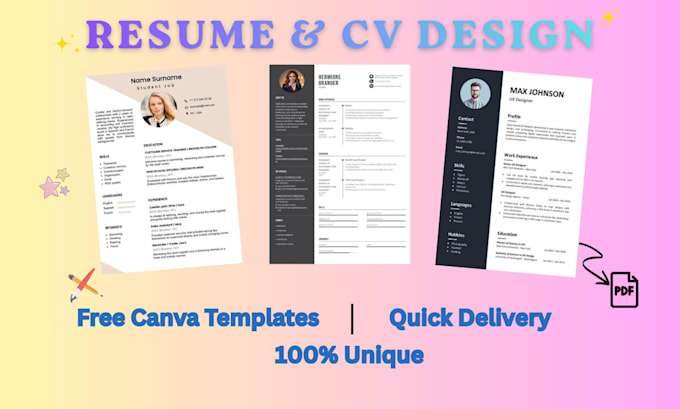 design a professional resume and CV template in canva