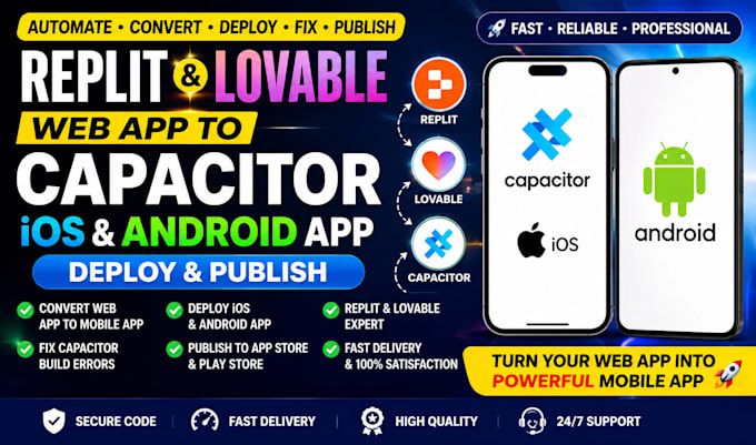 convert deploy fix replit lovable web app to capacitor ios android app publish