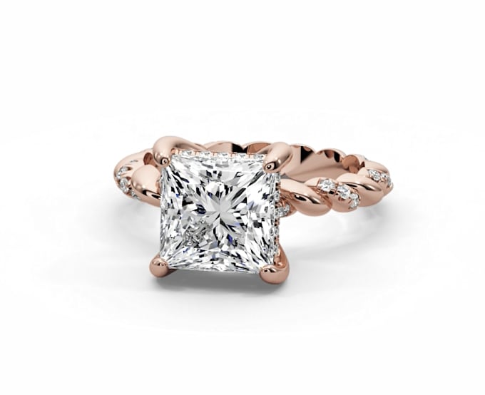 design custom 3d engagement ring, jewelry cad model and realistic rendering