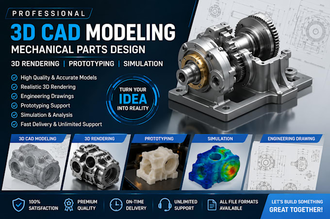 do 3d cad modeling mechanical part 3d redering prototyping and simulation