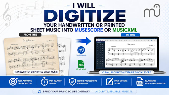 digitize your handwritten or printed sheet music into musescore or musicxml