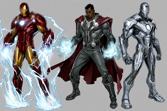 illustrate a superhero comic and marvel character