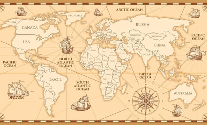 create detailed fantasy pirate and treasure map illustrations