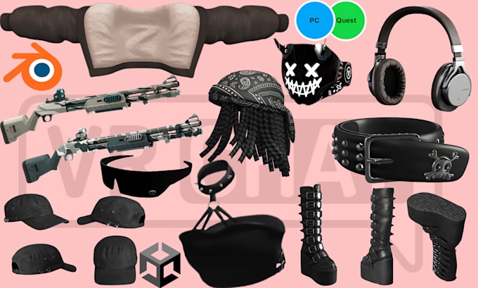 fix, optimize, create custom vrchat asset, props, outfits, accessories, 3d cloth